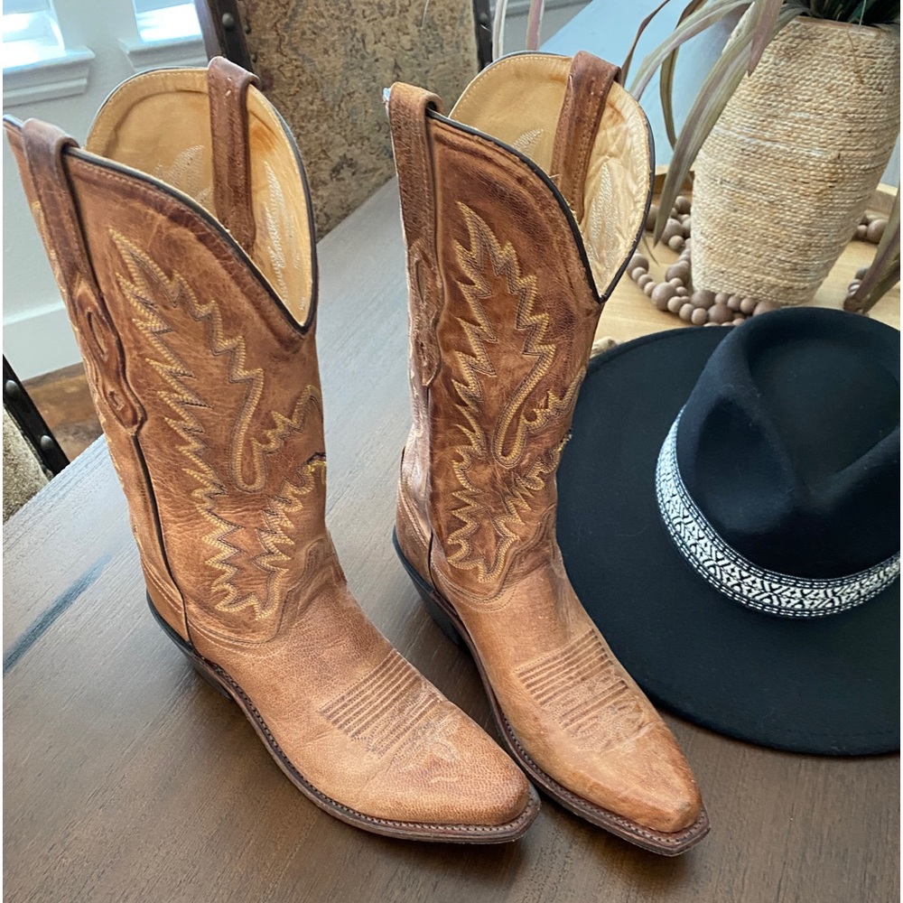 Brown leather boots